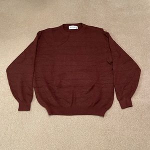 St. Croix Shop Men's Medium Geometric Patterned Striped Clay Colored Sweater